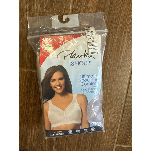 Playtex 18 Hour Ultimate Shoulder Comfort  Bra Smoked Liliac 42 DD Style 4693 - Picture 2 of 5